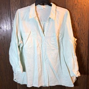 Women’s linen top 3x plus old navy sea green v-neck